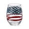 18 oz. Patriotic Red White Blue Flag Print Glass Stemless Wine Drinkware Dishwasher Safe Beverage Glassware Dinner Party